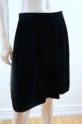 LANVIN Ete 2010 Black & White Linen Blend Silk Lined Skirt UK12 EU40