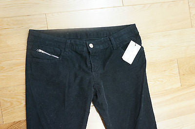 IRO Designer Black Fine Cord Cotton Blend Slim Fit Zip Detail Trousers BNWT Sz30