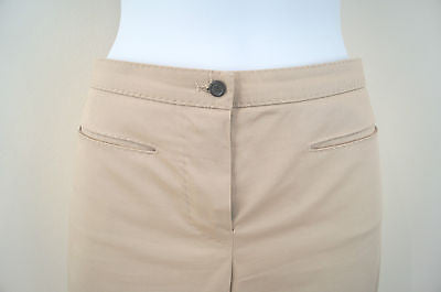 LOUIS VUITTON Beige Cotton Blend Stitch Detail Crop Trousers Pants Sz:38 UK10