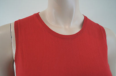 BURBERRY London Red 100% Cotton Knitwear Tank Sleeveless Sweater Top Sz: S