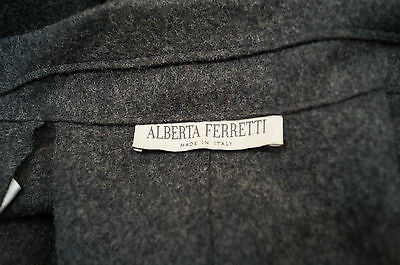ALBERTA FERRETTI Made In Italy Grey Wool Blend Long Length Belted Coat UK14