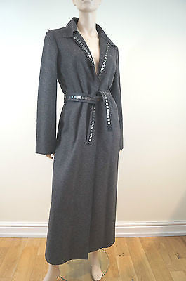 ALBERTA FERRETTI Made In Italy Grey Wool Blend Long Length Belted Coat UK14
