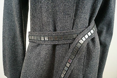 ALBERTA FERRETTI Made In Italy Grey Wool Blend Long Length Belted Coat UK14