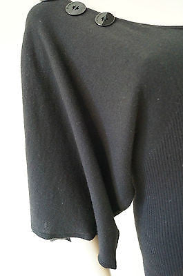 PINKO Black Knitwear Cashmere Silk Alpaca Blend Ribbed Short Mini Dress Sz:S
