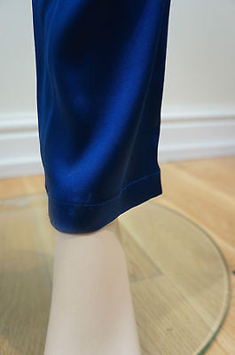 CLEMENS EN AUGUST Silk Blend Royal Blue Slim Leg Evening Trousers EU38 UK10