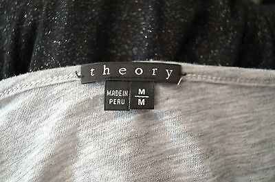 THEORY Pale Grey Ruffle Frill Hemline Long Sleeve Casual Short Mini Dress Med