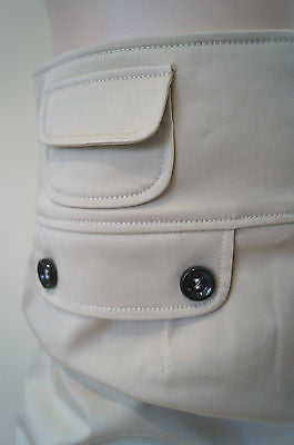 TRUSSARDI Made In Italy Beige Fitted Branded Wide Waist Pencil Skirt UK14; IT42