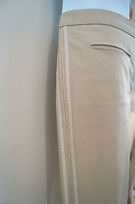 LOUIS VUITTON Beige Cotton Blend Stitch Detail Crop Trousers Pants Sz:38 UK10