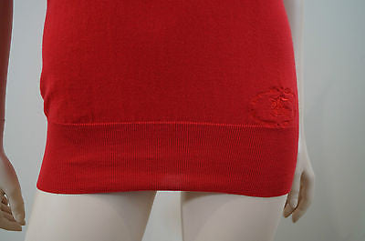 BURBERRY London Red 100% Cotton Knitwear Tank Sleeveless Sweater Top Sz: S