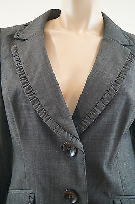 CLASSIQUES ENTIER Dark Grey Pleated Wool Mix Evening Blazer Jacket 10 UK14 BNWT