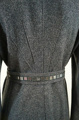 ALBERTA FERRETTI Made In Italy Grey Wool Blend Long Length Belted Coat UK14