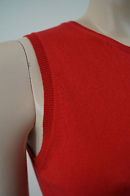 BURBERRY London Red 100% Cotton Knitwear Tank Sleeveless Sweater Top Sz: S