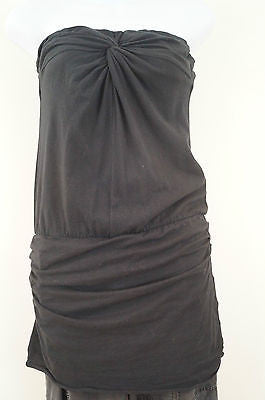 PINKO Black Cotton Bandeau Top & Charcoal Grey Silk Cargo Playsuit Jumpsuit UK8