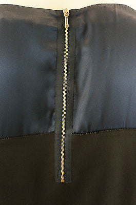 3.1 PHILLIP LIM Black Navy & Cream Wool & Silk Short Sleeve Mini Dress US8 UK12