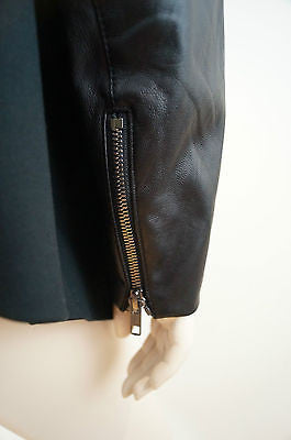 THEORY Black Jacket With Faux Leather Sleeves Sz: L BNWT