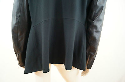 THEORY Black Jacket With Faux Leather Sleeves Sz: L BNWT