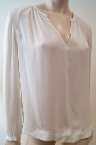 REBECCA TAYLOR Cream Silk Lace Rear Pleated Long Sleeve Blouse Top US6 UK8