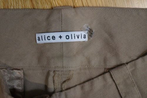 ALICE & OLIVIA Beige Linen Blend Short Overturned Hemline Shorts US6 UK10