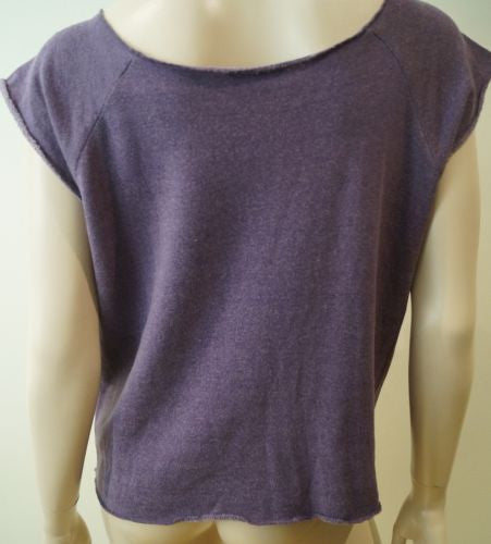 GRYPHON Purple Grey Cotton Angora Blend Scoop Neck Short Sleeve T-Shirt Top M