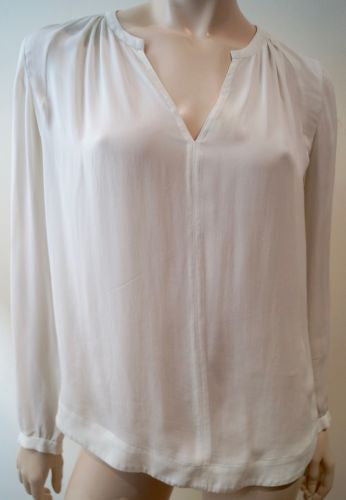 REBECCA TAYLOR Cream Silk Lace Rear Pleated Long Sleeve Blouse Top US6 UK8