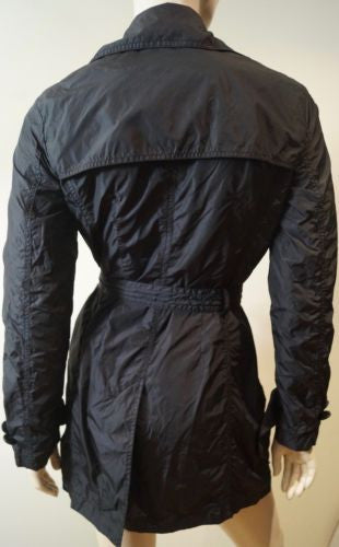 ADD Black Collared Lightweight Belted Mac Trench Coat Jacket IT40 UK10