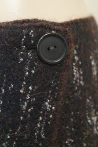 ROSSANA ORLANDI Black Wool Blend Abstract Pattern Wraparound Formal Mini Skirt L