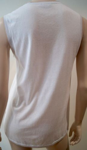 MAGASCHONI Winter White 100% Cotton Fine Knitwear Sleeveless Jumper Sweater M