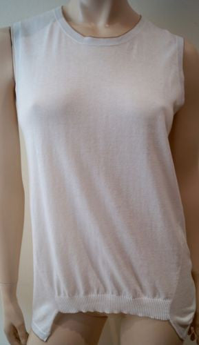 MAGASCHONI Winter White 100% Cotton Fine Knitwear Sleeveless Jumper Sweater M