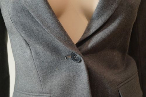 THEORY Grey Wool Blend V Neck Lapels Long Sleeve Formal Jacket Sz:00 XS