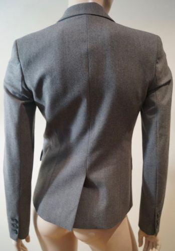 THEORY Grey Wool Blend V Neck Lapels Long Sleeve Formal Jacket Sz:00 XS