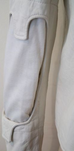 HELMUT LANG White Leather Silver Tone Zipper Biker Jacket SZ42; UK10