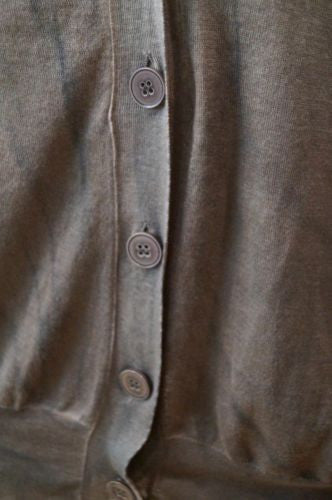 STELLA MCCARTNEY Beige & Grey 100% Cotton Ombre V Neck Cardigan Top 42 UK12