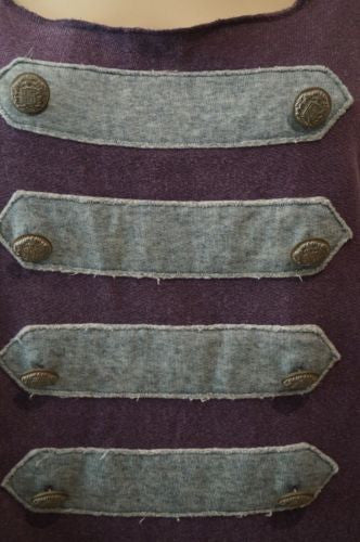 GRYPHON Purple Grey Cotton Angora Blend Scoop Neck Short Sleeve T-Shirt Top M