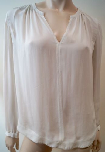 REBECCA TAYLOR Cream Silk Lace Rear Pleated Long Sleeve Blouse Top US6 UK8