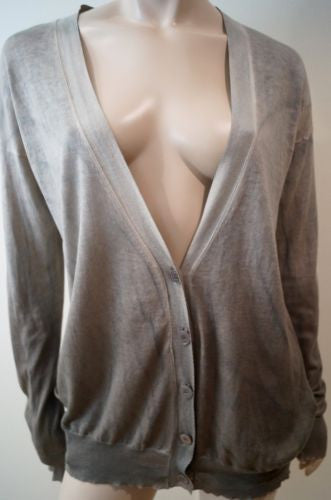 STELLA MCCARTNEY Beige & Grey 100% Cotton Ombre V Neck Cardigan Top 42 UK12