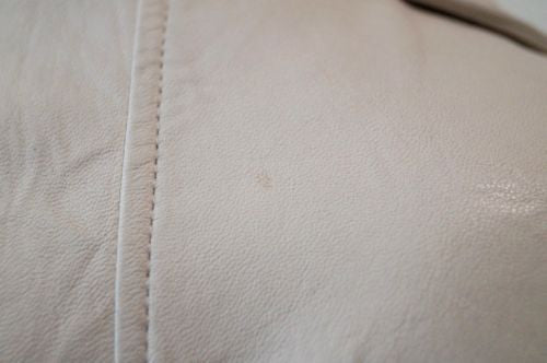 HELMUT LANG White Leather Silver Tone Zipper Biker Jacket SZ42; UK10