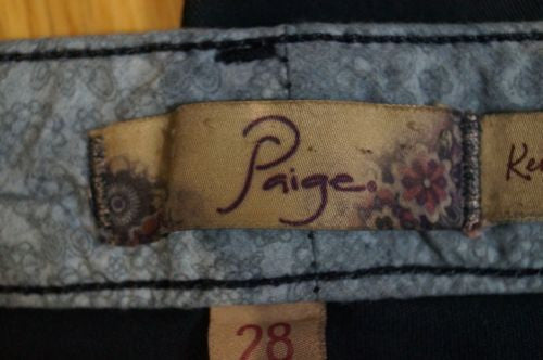 PAIGE Navy Blue Lyocell Cotton Stretch Tapered Crop Capri Trousers Pants Sz:28