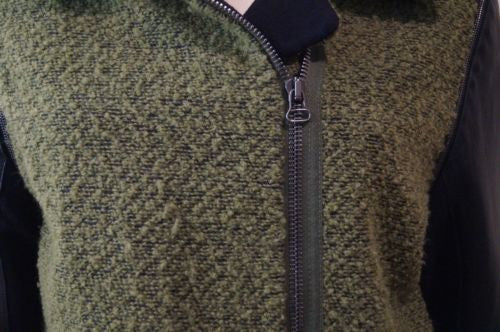 3.1 PHILLIP LIM Khaki Green Detachable Fur Collar & Leather Sleeve Jacket Coat S