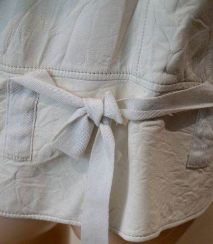 HELMUT LANG White Leather Silver Tone Zipper Biker Jacket SZ42; UK10