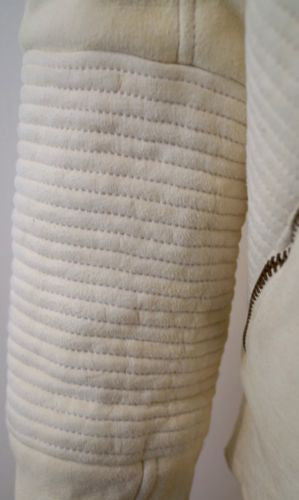 GUCCI Cream Suede Leather Stitch Detail Sheepskin Lined Zipper Jacket 44 UK12