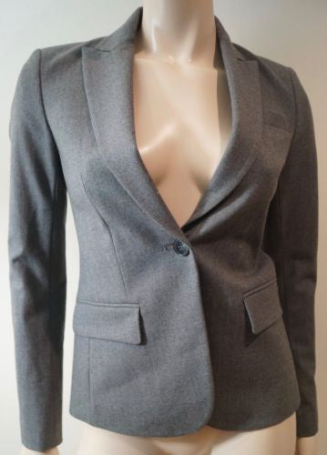 THEORY Grey Wool Blend V Neck Lapels Long Sleeve Formal Jacket Sz:00 XS