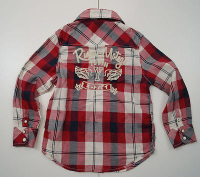 SCOTCH & SODA SHRUNK Red & Cream Checked Long Sleeve Grey Hoodie Shirt Top BNWT