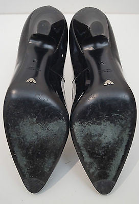 GIORGIO ARMANI Black Leather Patent Velvet Floral High Heel Court Shoes EU40 UK7