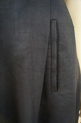 THEORY Black & Navy Wool Linen Blue Short Sleeve Mini Pleated Skater Dress UK8