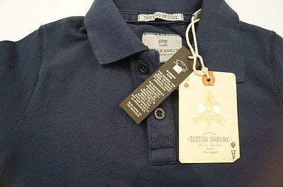 SCOTCH SHRUNK Boys Navy Blue Short Sleeve Button Up Collared Polo Shirt Top BNWT