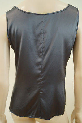 ARMANI COLLEZIONI Charcoal Grey Silk Stretch Sleeveless Cami Vest Top IT44 UK12