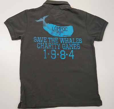 SCOTCH SHRUNK Grey Save The Whales Short Sleeve Collared Polo Shirt Top BNWT