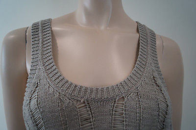 JOSEPH Grey Cotton Blend Round Neck Loose Knit Sleeveless Jumper Top Sz:M