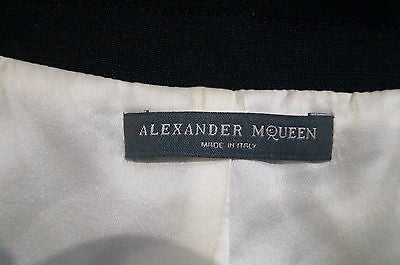 ALEXANDER MCQUEEN Black Wool & Silk V Neck Sleeveless Tuxedo Jumpsuit Sz:44 UK12