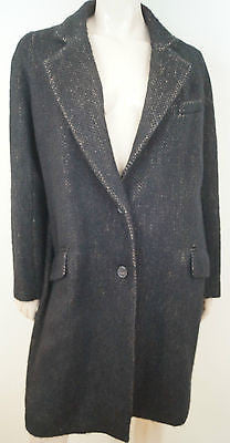 VANESSA BRUNO Brown & Black Wool Alpaca Mohair Single Breasted Winter Coat 40 12